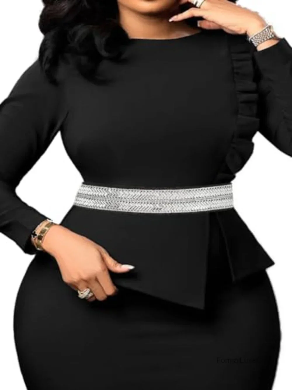 Rhinestone Elastic Stretch Waist Belt for Dresses Formal